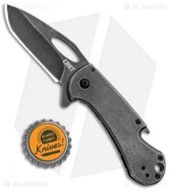 CRKT Bev-Edge Flipper Knife W/ Bottle Opener Black (2.5" Black Stonewash) 4635 -Blade HQ CRKT Bev Edge Flipper Bottle Opener Black SW 4635 BHQ 92320 jr bottlecap