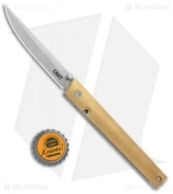 CRKT CEO Liner Lock Blade HQ Exclusive Knife Brass (3.1" Stonewash D2) -Blade HQ CRKT Brass CEO LL SW BHQ 113999 jr bottlecap