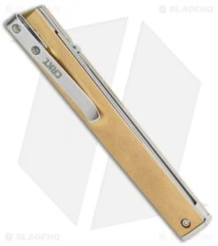 CRKT CEO Liner Lock Blade HQ Exclusive Knife Brass (3.1" Stonewash D2) -Blade HQ CRKT Brass CEO LL SW BHQ 113999 jr side