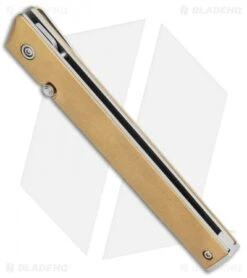 CRKT CEO Liner Lock Blade HQ Exclusive Knife Brass (3.1" Stonewash D2) -Blade HQ CRKT Brass CEO LL SW BHQ 113999 jr spine