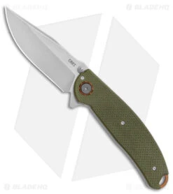CRKT Burnley Butte Deadbolt Lock Assisted Flipper Knife Green G-10 (3.3" SW)