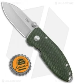 CRKT Exclusive Burnley Squid Frame Lock Knife Green Micarta (2.25" Stonewash D2) -Blade HQ CRKT Burnley Squid FL Green Micarta SW 2490ODD2 BHQ 116187 jr bottlecap