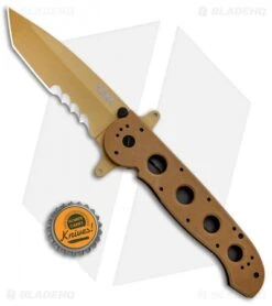 CRKT Carson M16-14DSFG Tanto Flipper Knife Desert Tan G-10 (3.875" Serr) -Blade HQ CRKT Carson M16 14DSFG Tanto Desert Tan Serr BHQ 4980 jr bottlecap