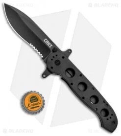 CRKT Carson M21-14SF Special Forces Flipper Knife Aluminum (3.875" Black Serr) -Blade HQ CRKT Carson M21 12SF Special Forces Aluminum Black Serr BHQ 6703 jr bottlecap