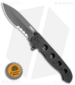 CRKT Carson M21-14G Big Dog Flipper Knife Black G-10 (3.875" Black Serr) -Blade HQ CRKT Carson M21 14G Big Dog Flipper Knife Black G 10 3.875 Gray Serr BHQ 3149 LS Bottlecap
