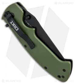 CRKT Crawford Kasper Liner Lock Knife OD Green Zytel (3.75" Black Serr) 6783KOD -Blade HQ CRKT Crawford Kasper LL OD Green Zytel Black Serr CR6783KOD BHQ 43795 jr side