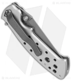 CRKT Crawford Kasper Professional Liner Lock Knife Silver (3.75" Gray Serr) 7728 -Blade HQ CRKT Crawford Kasper Professional LL Silver Gray Serr 7728 BHQ 75702 jr side