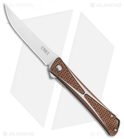 CRKT Crossbones Liner Lock Knife Bronze Aluminum (3.5" Satin) 7530B 3 CRKT Crossbones Liner Lock Knife Bronze Aluminum (3.5" Satin) 7530B