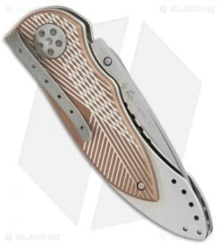 CRKT Elishewitz E-Lock Folding Knife Bronze (3.9" Satin Serr) 7333 -Blade HQ CRKT Elishewitz E Lock bronze satin serr 7333 BHQ 0477 er side