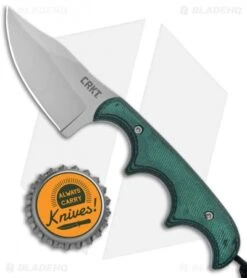 CRKT Folts Minimalist Bowie Fixed Blade Knife (2.15" Bead Blast) -Blade HQ CRKT Folts Minimalist Bowie Neck Knife Black Green Micarta BB 2387 BHQ 7033 jr bottlecap