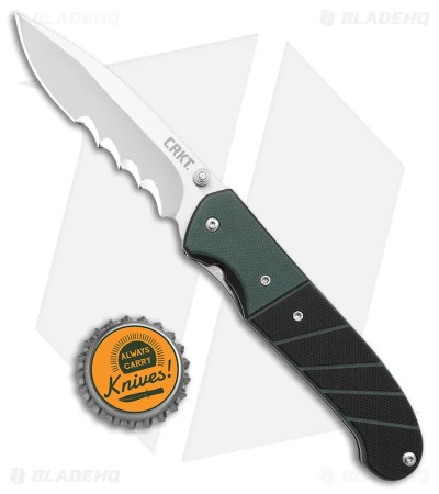 CRKT Ignitor Spring Assisted Knife Black & Green G-10 (3.38" Satin Serr) 6855 6 CRKT Ignitor Spring Assisted Knife Black & Green G-10 (3.38" Satin Serr) 6855 - Image 4