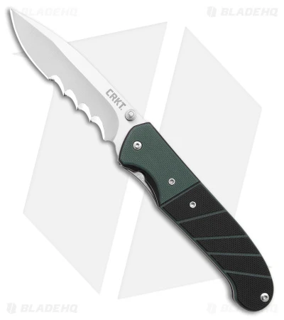CRKT Ignitor Spring Assisted Knife Black & Green G-10 (3.38" Satin Serr) 6855 3 CRKT Ignitor Spring Assisted Knife Black & Green G-10 (3.38" Satin Serr) 6855