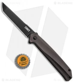 CRKT Onion Helical Liner Lock Knife Black Aluminum (3.52" Black D2) K500GKP -Blade HQ CRKT Onion Helical LL Tanto Aluminum Black K500GKP BHQ 92301 jr bottlecap