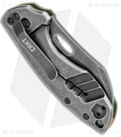 CRKT Pilar Exclusive Frame Lock Knife Green Micarta (2.4" Smokewash D2) -Blade HQ CRKT Pilar FL Green Micarta Smokewash D2 BHQ 113627 jr side