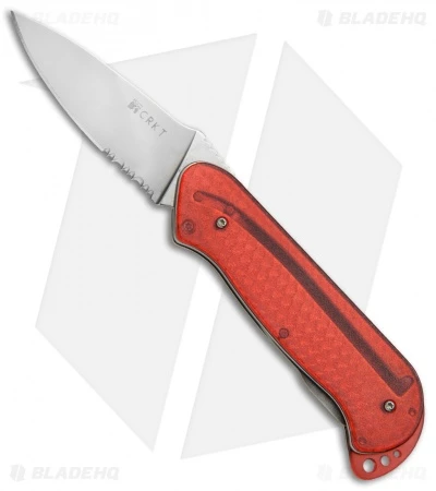 CRKT Rollock Pocket Knife Red Translucent (2.25" Polish Serr) 5212R 3 CRKT Rollock Pocket Knife Red Translucent (2.25" Polish Serr) 5212R