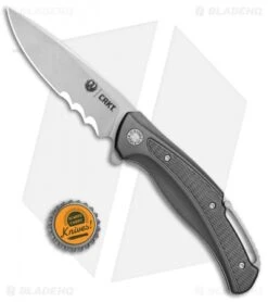 CRKT Ruger Knives Windage Liner Lock Knife Black Aluminum (3.78" SW Serr) R2402 -Blade HQ CRKT Ruger Windage LL Black Alum SW Serr R2402 BHQ 76860 jr bottlecap