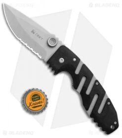 CRKT Ryan Seven Liner Lock Knife (3.375" Bead Blast Serr) 6813 -Blade HQ CRKT Ryan Seven LL BB Serr 6813 BHQ 87018 jr bottlecap