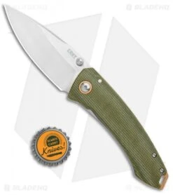CRKT Exclusive Burnley Tuna Frame Lock Knife Green Micarta (3.3" Satin S35VN) -Blade HQ CRKT Tuna FL Green Micarta Satin BHQ 113868 jr bottlecap