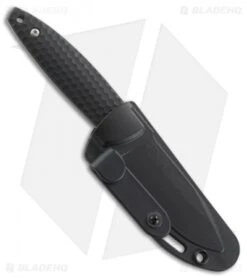 CRKT Lucas Burnley Aux Fixed Blade Knife Black (3.5" Satin) 1200 -Blade HQ CRKT lucas burnley aux black satin 1200 BHQ 51813 er sheath