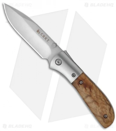 CRKT Carson M4-02W Knife W/ Burl Wood Handle (3.25" Satin Plain) M4-02 3 CRKT Carson M4-02W Knife W/ Burl Wood Handle (3.25" Satin Plain) M4-02