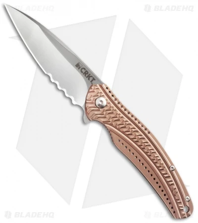 CRKT Ken Onion Ripple Bronze Folding Knife (3.16" Satin Serr) K406BXS 3 CRKT Ken Onion Ripple Bronze Folding Knife (3.16" Satin Serr) K406BXS